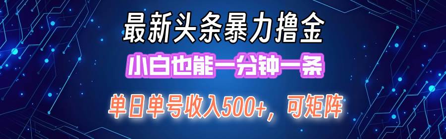 （12380期）最新暴力头条掘金日入500+，矩阵操作日入2000+ ，小白也能轻松上手！-三石资源库
