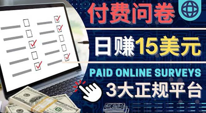 参与付费调查，利用自己的空闲时间完成问卷，适合新手的平台，日赚15美元-三石资源库