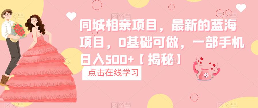同城相亲项目，最新的蓝海项目，0基础可做，一部手机日入500+【揭秘】-三石淘金网