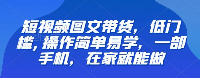 【推荐】短视频图文带货，低门槛,操作简单易学，一部手机，在家就能做-三石资源库