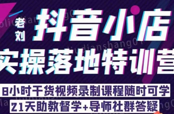 老刘·抖店商品卡流量，​抖音小店实操落地特训营，8小时干货视频录制课程随时可学-三石淘金网