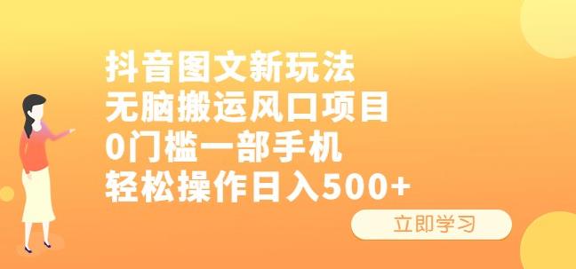 抖音图文新玩法，无脑搬运风口项目，0门槛一部手机轻松操作日入500+【揭秘】-三石资源库