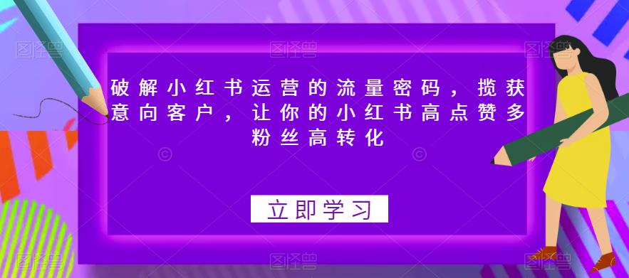 破解小红书运营的流量密码，揽获意向客户，让你的小红书高点赞多粉丝高转化-三石资源库