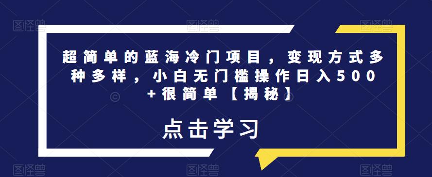 超简单的蓝海冷门项目，变现方式多种多样，小白无门槛操作日入500+很简单【揭秘】-三石资源库