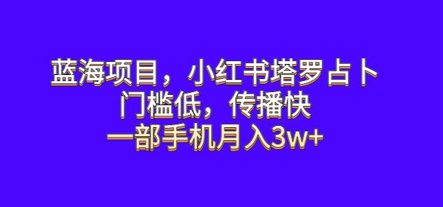 蓝海项目，小红书塔罗占卜，门槛低，传播快，一部手机月入3w+【揭秘】-三石淘金网
