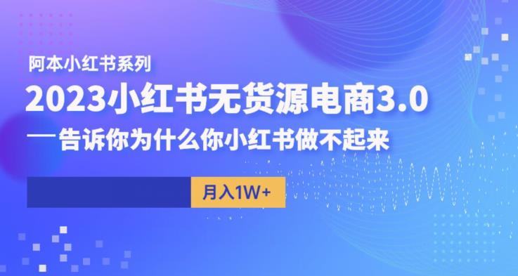 阿本小红书无货源电商3.0，告诉你为什么你小红书做不起来-三石资源库