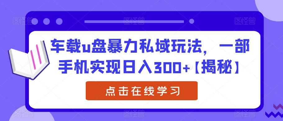 车载u盘暴力私域玩法，一部手机实现日入300+【揭秘】-三石资源库