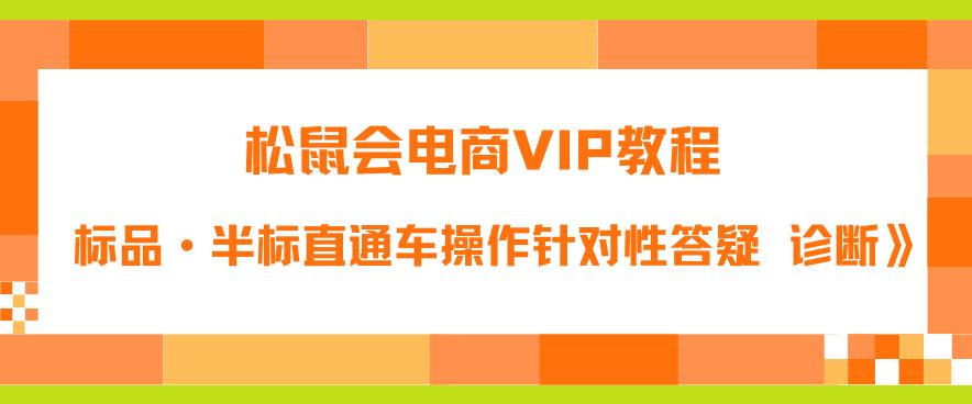 松鼠会电商VIP教程：松鼠《付费推广标品·半标直通车操作针对性答疑&诊断》-三石资源库