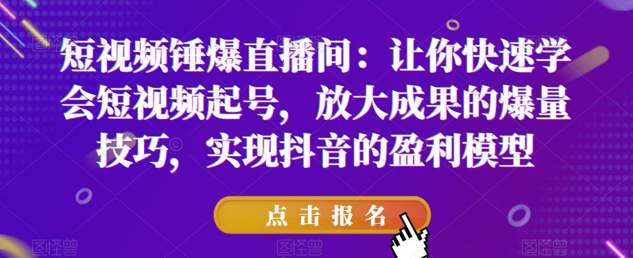 短视频锤爆直播间：让你快速学会短视频起号，放大成果的爆量技巧，实现抖音的盈利模型-三石资源库
