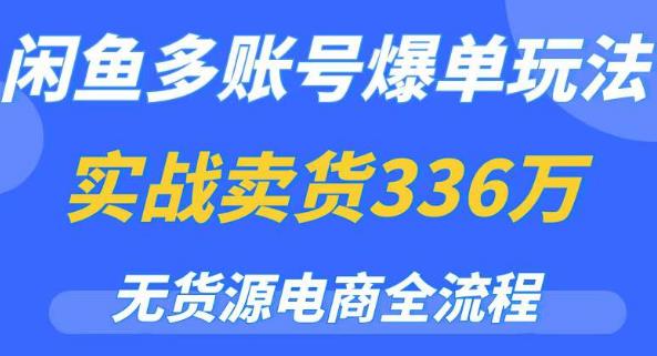 闲鱼多账号爆单玩法，无货源电商全流程，超简单的0门槛变现项目【揭秘】-三石资源库
