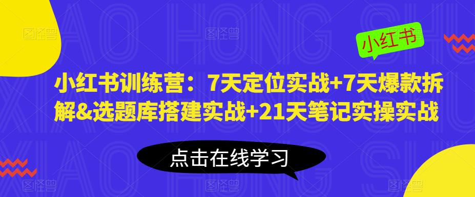 小红书训练营：7天定位实战+7天爆款拆解&选题库搭建实战+21天笔记实操实战-三石资源库