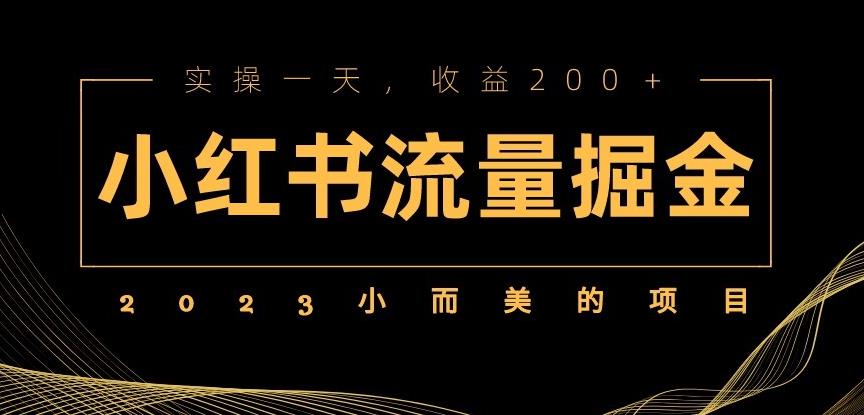 2023小而美的项目，小红书流量掘金，实操一天，收益200+【揭秘】-三石资源库