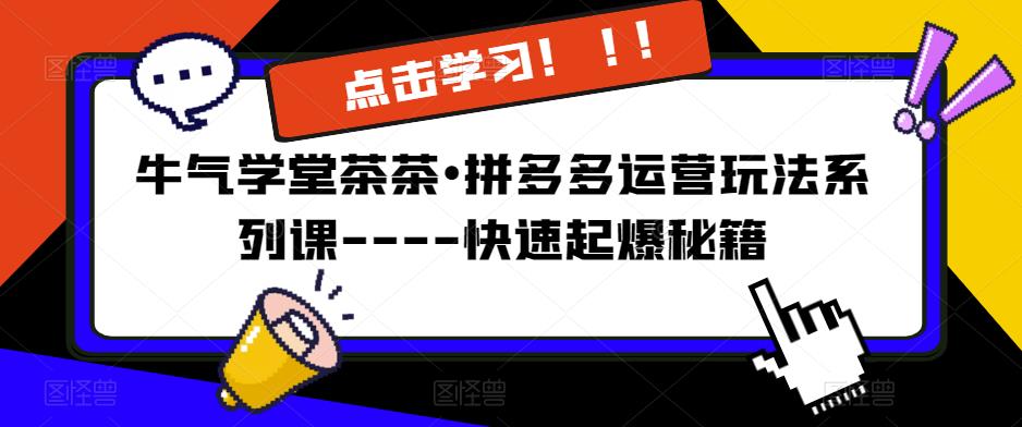 牛气学堂茶茶•拼多多运营玩法系列课—-快速起爆秘籍-三石资源库
