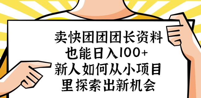 卖快团团团长资料也能日入100+新人如何从小项目里探索出新机会-三石资源库
