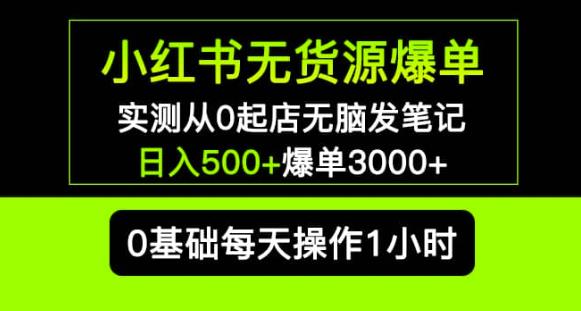 小红书无货源爆单实测从0起店无脑发笔记爆单3000+长期项目可多店-三石资源库