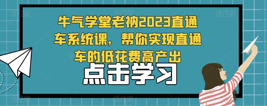 牛气学堂老衲2023直通车系统课，帮你实现直通车的低花费高产出-三石资源库