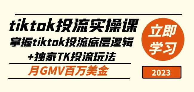 tiktok投流实操课：掌握tiktok投流底层逻辑+独家TK投流玩法月GMV百万美金-三石资源库