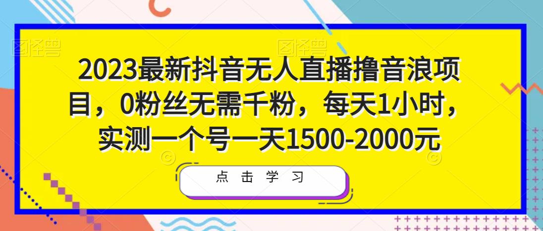 2023最新抖音无人直播撸音浪项目，0粉丝无需千粉，每天1小时，实测一个号一天1500-2000元-三石淘金网