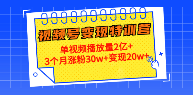 21天视频号变现特训营：单视频播放量2亿+3个月涨粉30w+变现20w+-三石资源库