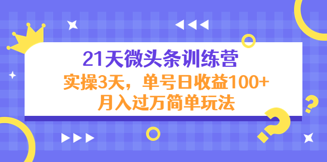 21天微头条训练营，实操3天，单号日收益100+月入过万简单玩法-三石资源库