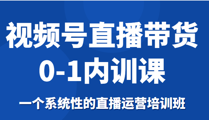 视频号直播带货0-1内训课，一个系统性的直播运营培训班-三石资源库