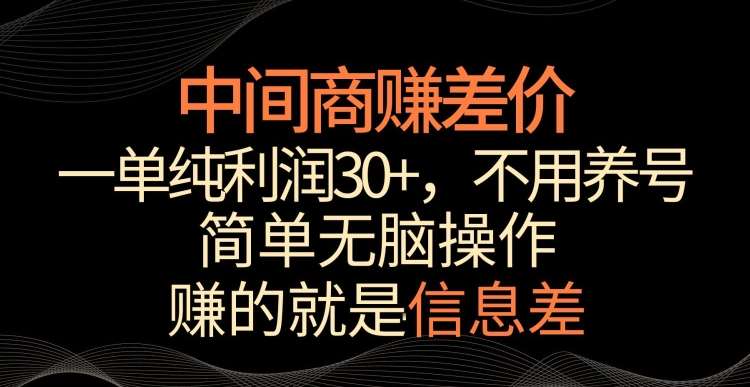 中间商赚差价，一单纯利润30+，简单无脑操作，赚的就是信息差，轻轻松松日入1000+【揭秘】-三石淘金网