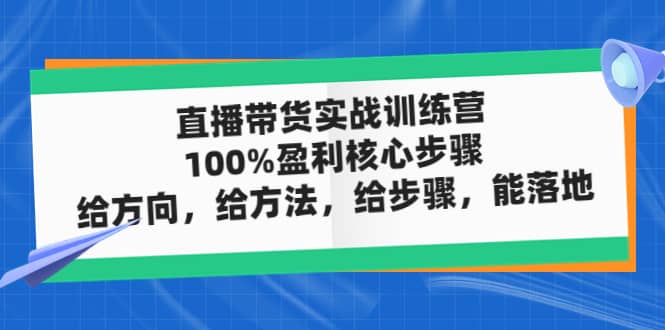 直播带货实战训练营：100%盈利核心步骤，给方向，给方法，给步骤，能落地-三石资源库