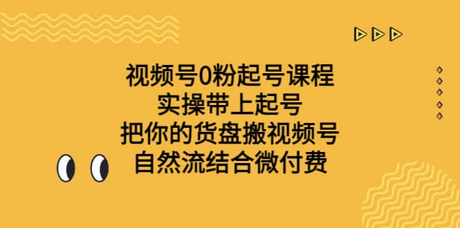 视频号0粉起号课程 实操带上起号 把你的货盘搬视频号 自然流结合微付费-三石资源库
