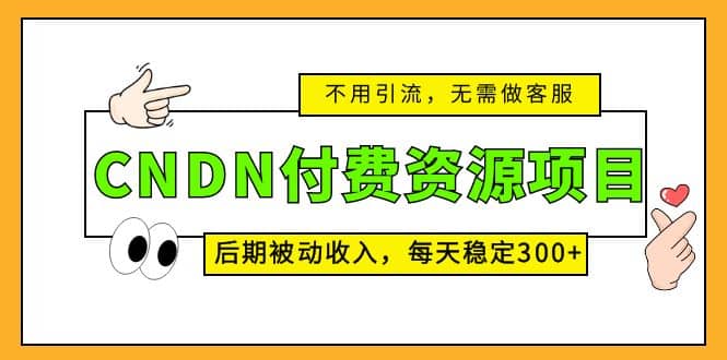CNDN付费资源项目，不用引流，无需做客服，后期被动收入-三石资源库