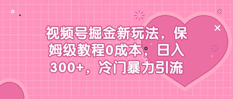 视频号掘金新玩法，保姆级教程0成本，日入300+，冷门暴力引流-三石资源库