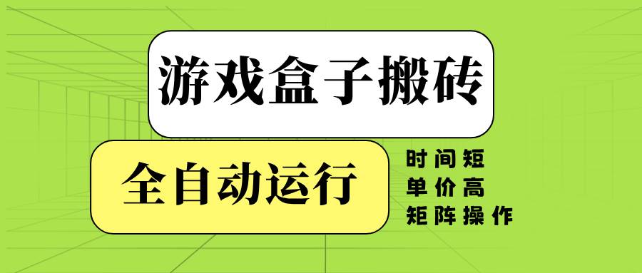 （14141期）游戏盒子全自动搬砖，时间短、单价高，矩阵操作-三石资源库