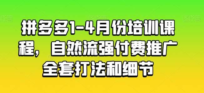 拼多多1-4月份培训课程，自然流强付费推广全套打法和细节-三石资源库