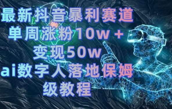 最新抖音暴利赛道，单周涨粉10w＋变现50w的ai数字人落地保姆级教程【揭秘】-三石资源库