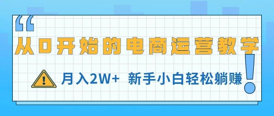 （11081期）从0开始的电商运营教学，月入2W+，新手小白轻松躺赚-三石资源库