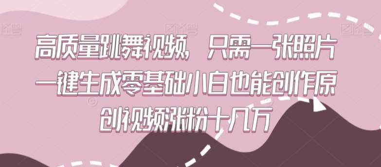 高质量跳舞视频，只需一张照片一键生成零基础小白也能创作原创视频涨粉十几万【揭秘】-三石淘金网