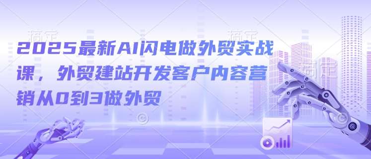 2025最新AI闪电做外贸实战课,外贸建站开发客户内容营销从0到3做外贸-三石资源库