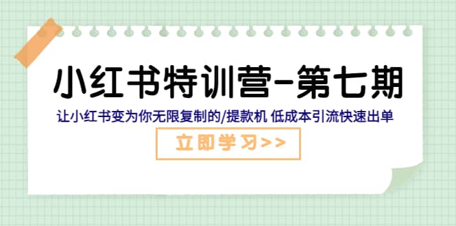 小红书特训营-第七期 让小红书变为你无限复制的/提款机 低成本引流快速出单-三石资源库