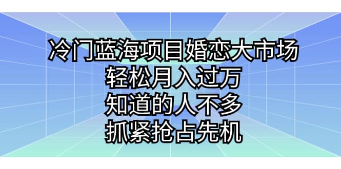 冷门蓝海项目婚恋大市场，轻松月入过万，知道的人不多，抓紧抢占先机-三石资源库