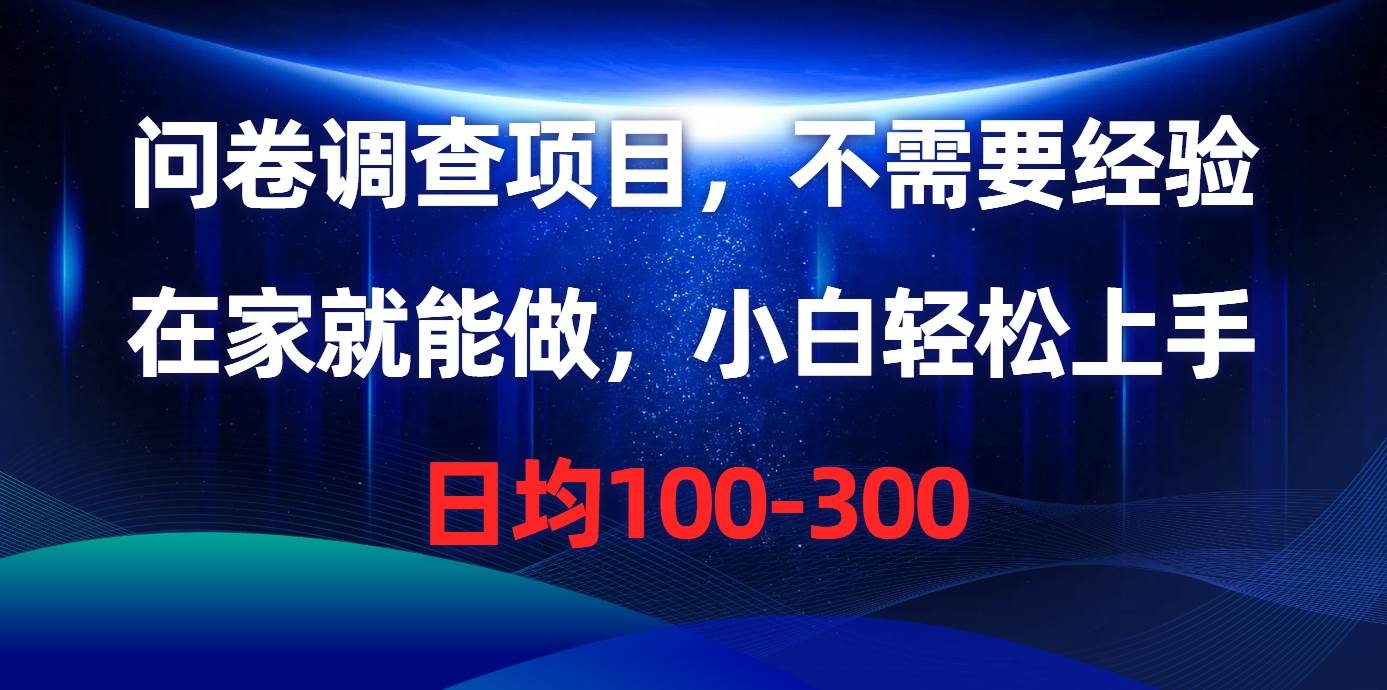 （10402期）问卷调查项目，不需要经验，在家就能做，小白轻松上手，日均100-300-三石资源库