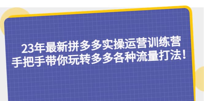 23年最新拼多多实操运营训练营：手把手带你玩转多多各种流量打法！-三石资源库