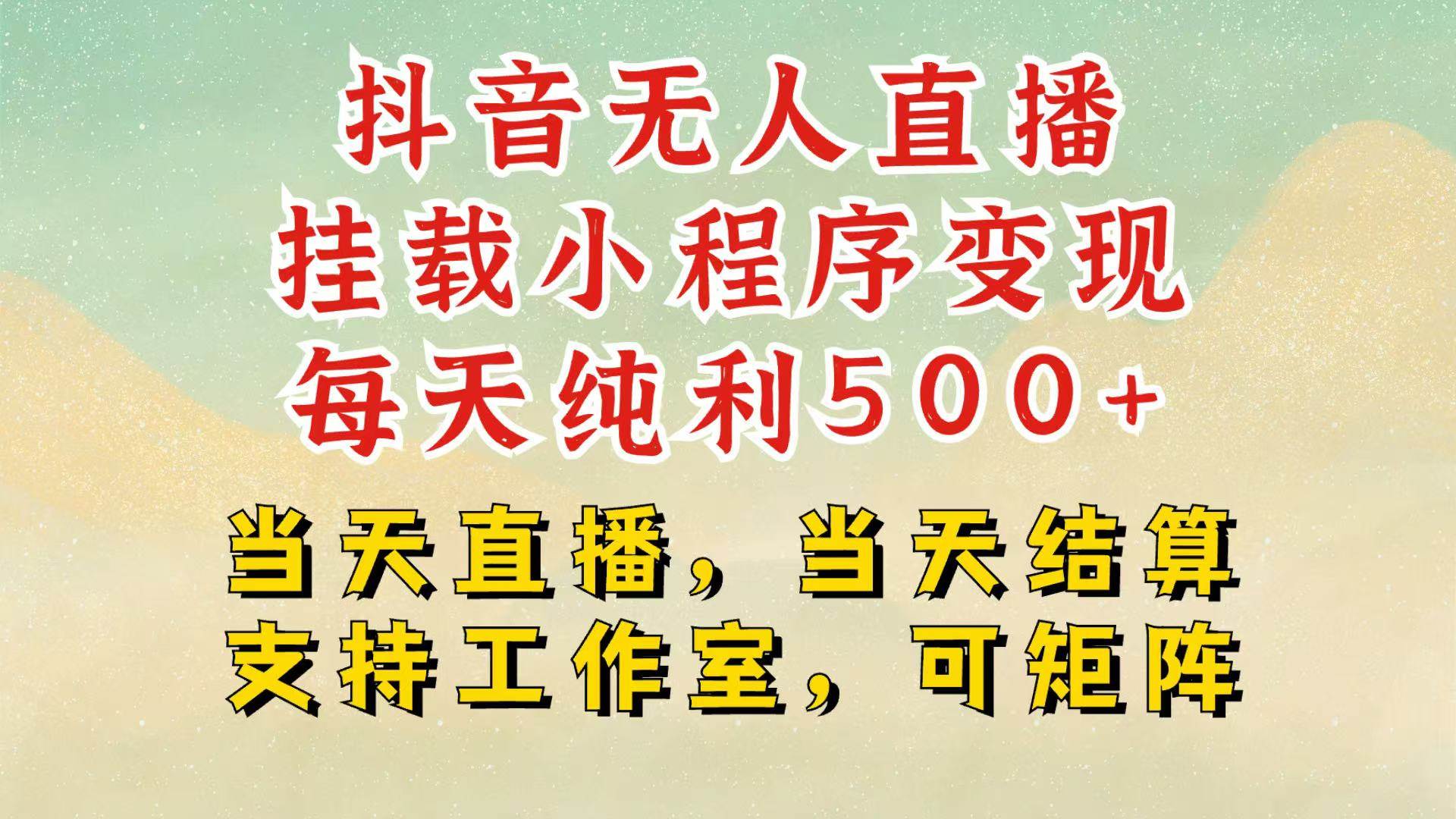 抖音无人挂机项目，轻松日入500+,挂载小程序玩法，不违规不封号，有号的一定挂起来-三石资源库