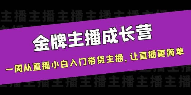 金牌主播成长营，一周从直播小白入门带货主播，让直播更简单-三石资源库