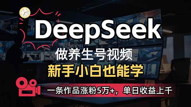 （14270期）小白用DeepSeek做养生号，一条作品涨粉5万+，单日收益上千-三石资源库