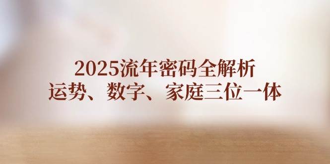 （14466期）2025流年密码全解析，运势、数字、家庭三位一体-三石淘金网