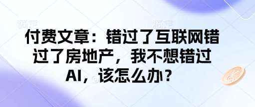 付费文章：错过了互联网错过了房地产，我不想错过AI，该怎么办？-三石淘金网