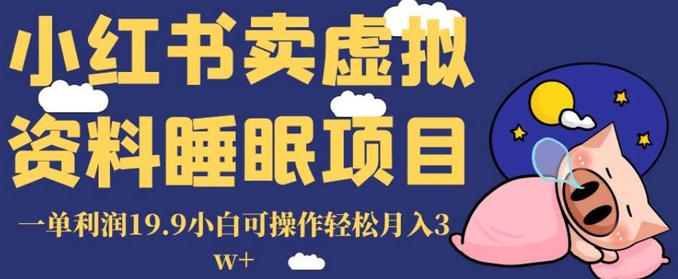 小红书卖虚拟资料睡眠项目，一单利润19.9小白可操作轻松月入3w+【揭秘】-三石资源库