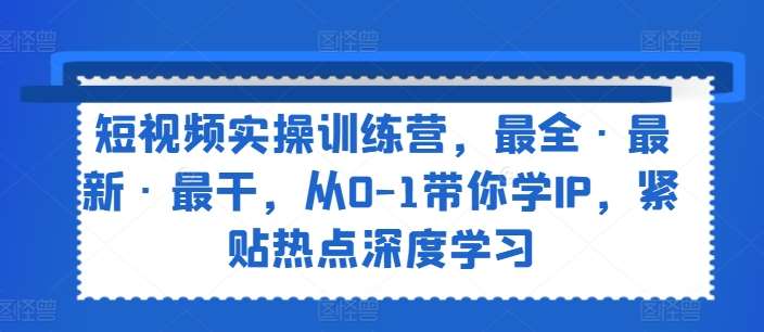 短视频实操训练营，最全·最新·最干，从0-1带你学IP，紧贴热点深度学习-三石淘金网