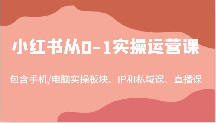 小红书从0-1实操运营课，包含手机/电脑实操板块、IP和私域课、直播课（97节）-三石资源库