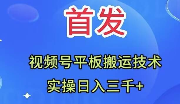 （7843期）全网首发：视频号平板搬运技术，实操日入三千＋-三石资源库