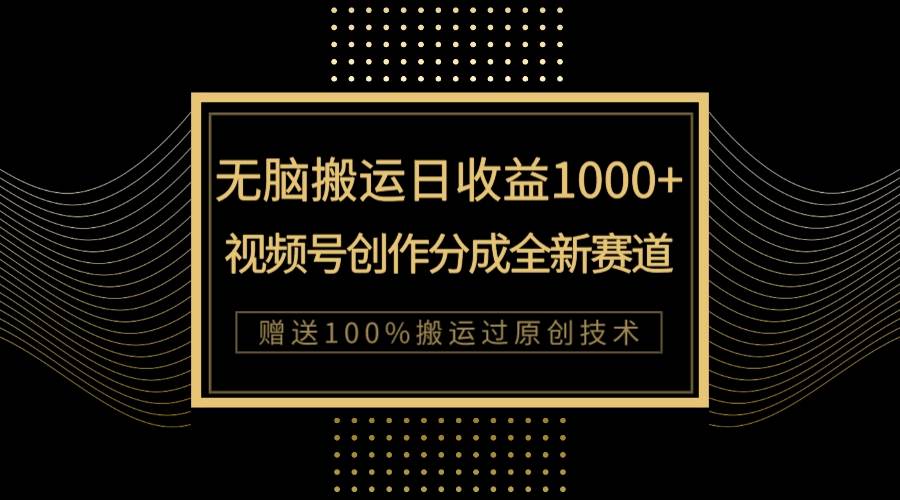 （7736期）单日收益1000+，新类目新赛道，视频号创作分成无脑搬运100%上热门-三石资源库